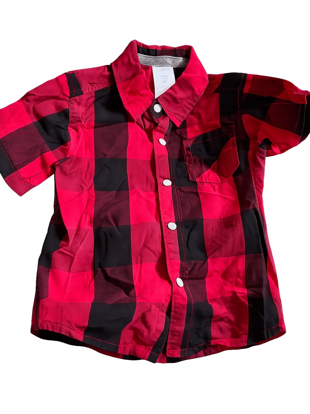 Wonderkids Red & Black Buffalo Plaid Short-Sleeve Button-Down Shirt